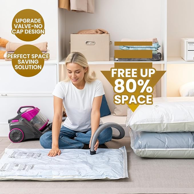 TAILI 4 Pack Vacuum Storage Bags, Jumbo Vacuum Seal Bags for Clothing (40x31 Inch), Space Saver for Bulky Bedding, Comforters, Blankets, Pillows, Large Closet Organization and Storage-NeatNest