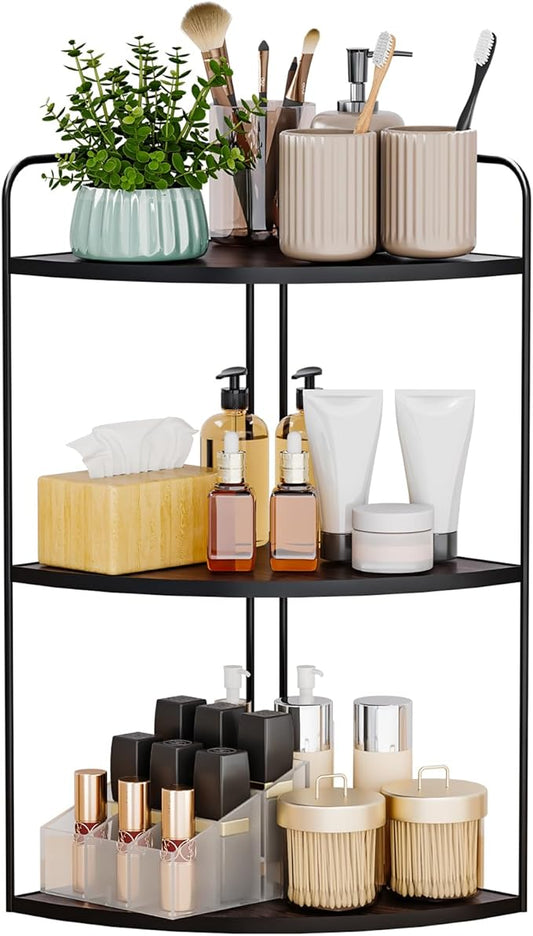 Bathroom Counter Organizer,Countertop Organizer,Vanity Organizers,Bathroom Storage,Bathroom Sink Caddy,Counter Shelf,Corner Counter,Corner Shelves(Black)-NeatNest