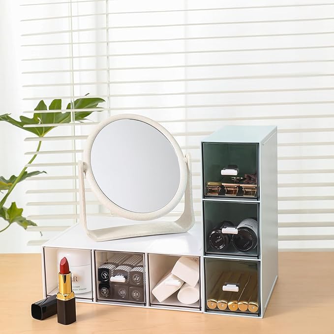 Plastic 3 Drawer Organizer for Cosmetic Storage, Desk Organizer, Makeup Organizer for nail polish, Lipstick, Brushes, Jewelry, Skincare, Bathroom Organization Boxes - Blue-NeatNest