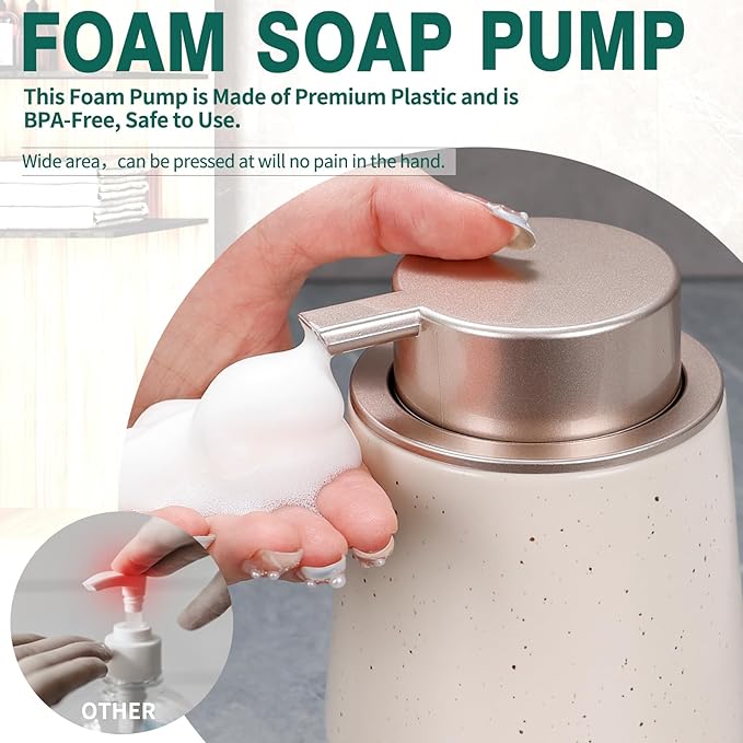 Bosilunlife Ceramic Foaming Soap Dispenser - 12 oz Foam Hand Wash Dispenser Bathroom Countertop Kitchen Dish Soap Pump Dispenser Liquid Soap Dispenser for Bathroom-NeatNest