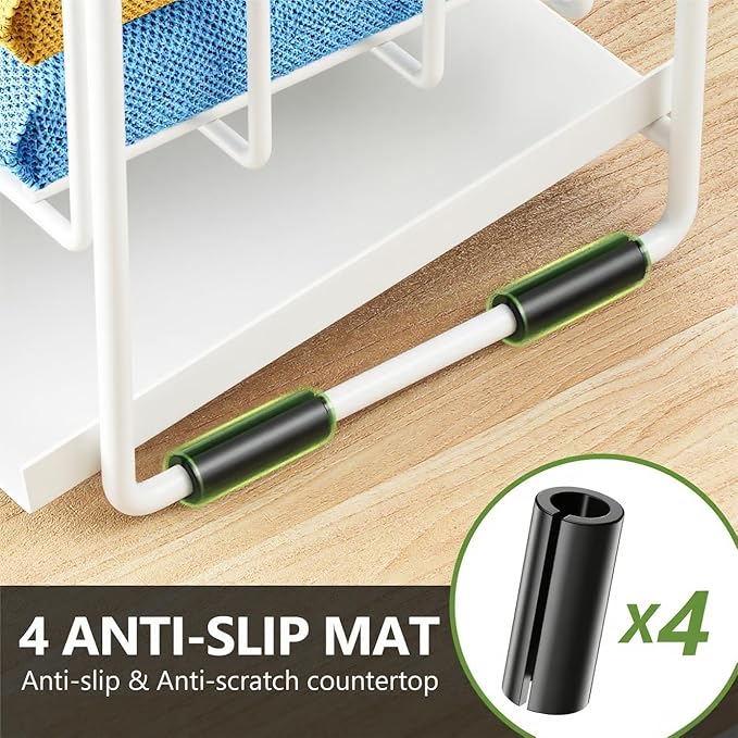 Cisily White 2-Tier Kitchen Sink Caddy Organzier Rack with Flexible Dish Brush Holder, Sponge Holder for Kitchen Sink Countertop Organization Storage,Home Decor Accessories-NeatNest