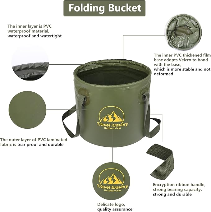 Durable Multifunctional Portable Folding Bucket Water Supplies for Outdoor Garden Camping Fishing Car Wash Space Saving (20l-20L, Grey)-NeatNest