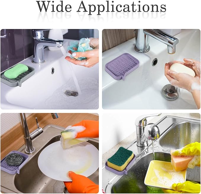 2 Pack Soap Dish, Non-Slip Self Draining Soap Holder for Shower, Bathroom, Kitchen-NeatNest
