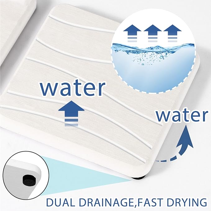 2PCS Water Absorbing Stone Tray, Fast Drying Stone Sink Tray, Water Absorbent Diatomite Trays, Stones Soap Trays, Diatomite Coasters for Kitchen Sink Bathroom Counter, Hand Soap Dish & Holders-NeatNest