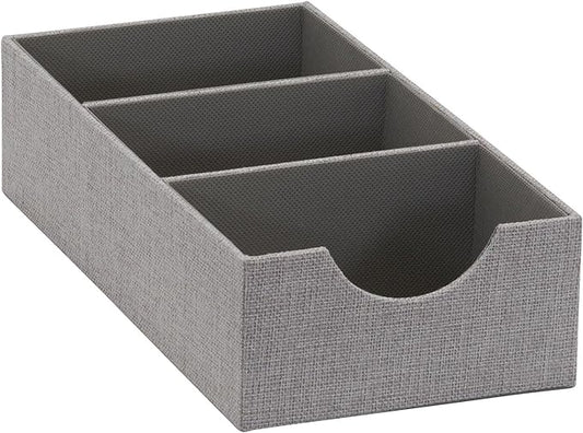 Household Essentials Grey 727-1 Deep 3 Section Drawer Organizer Box for Storage | 12 in x 6.13 in x 3.13-NeatNest
