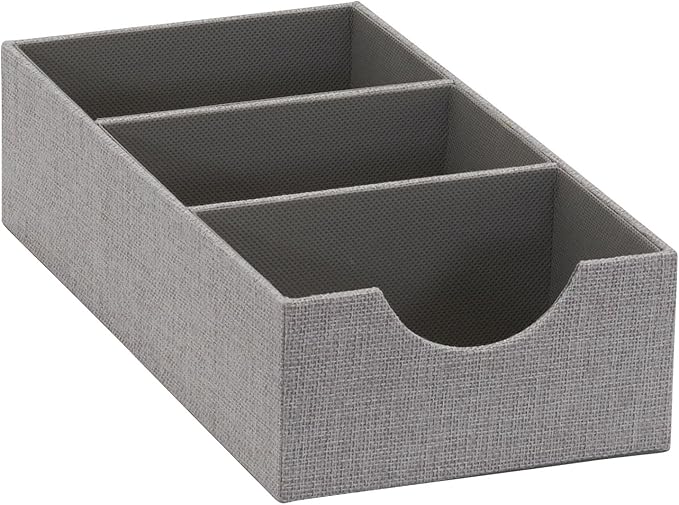 Household Essentials Grey 727-1 Deep 3 Section Drawer Organizer Box for Storage | 12 in x 6.13 in x 3.13-NeatNest