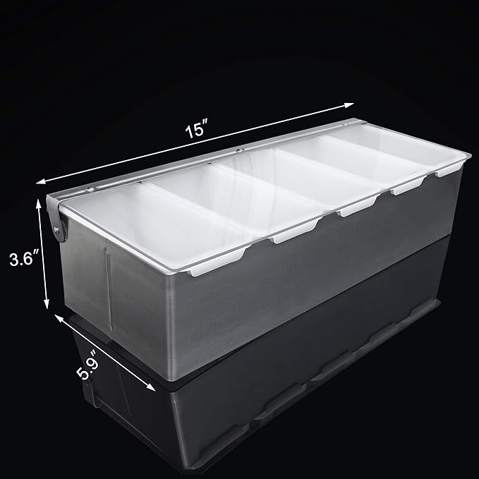 New Star Foodservice 48032 Stainless Steel Condiment Dispenser with 5 Compartments (No Ice Tray)-NeatNest
