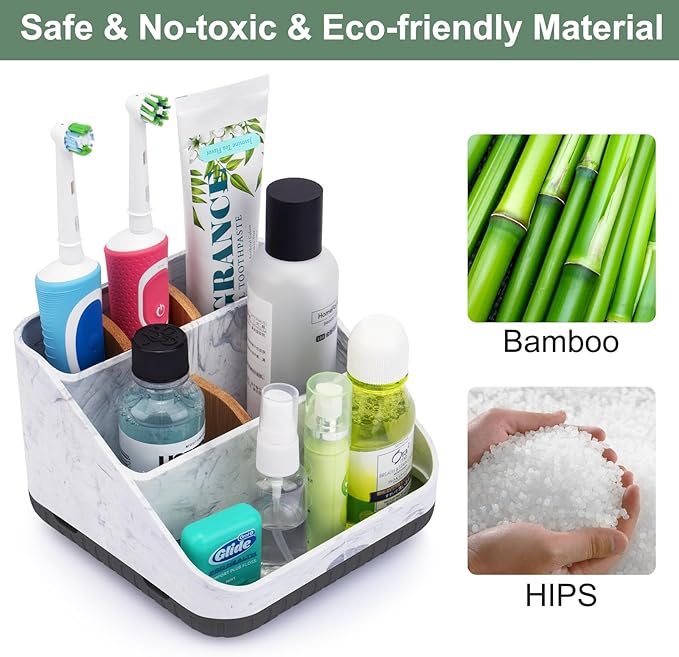 Chintu Toothbrush Holders for Bathroom Counter Organizer - 6 Slots Kids Tooth Brushing Holder Rustic Toothbrush and Toothpaste Holder for Vanity Organization Farmhouse Electric Toothbrush Caddy Black-NeatNest