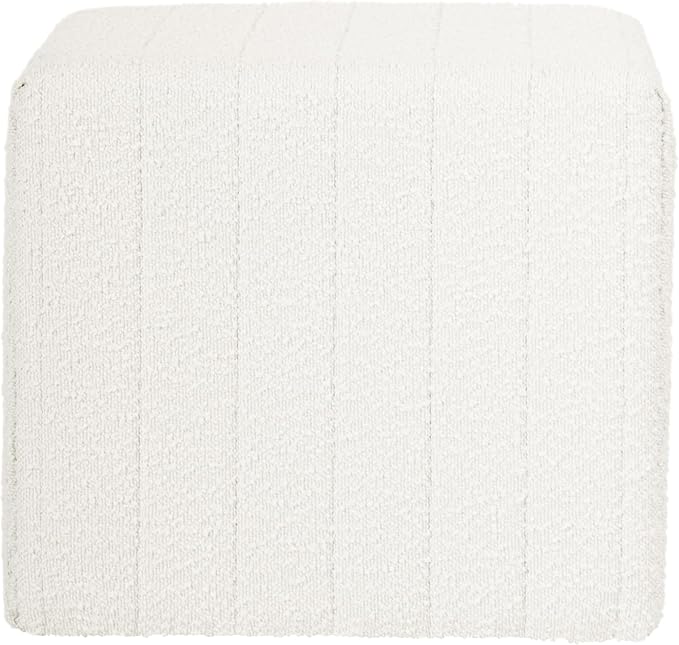 HomePop Modern Channel Tufted Ottoman Home Décor|Ottoman for Living Room & Bedroom - Cream Boucle