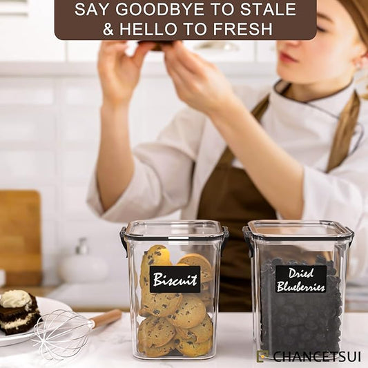 CHANCETSUI Small Airtight Food Storage Containers with Lids: Kitchen Pantry Organization for Dry Baking Ingredients BPA Free Clear Plastic 2-Piece Canister Set, 1.1 qt /1 L-NeatNest