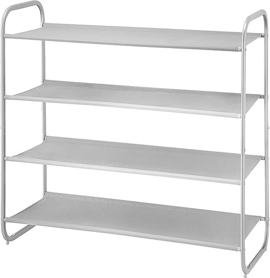 MAX Houser 4 Tier Shoe Rack Storage Organinzer 4 Shelf Shoe Rack Organizer，Entrance Fabric Shoe Shelf Small for Closet Entryway Hallway Bedroom(Light Gray)-NeatNest