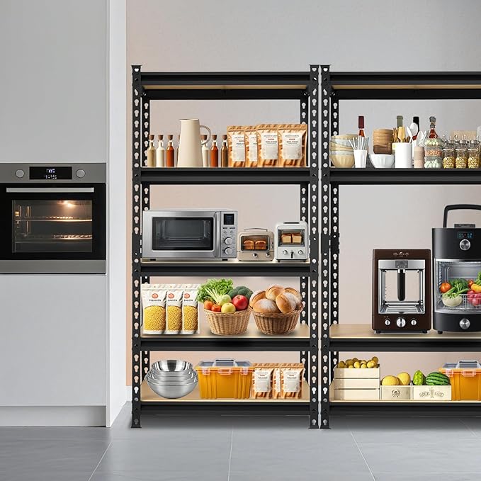 BIG RED Storage Shelving Unit, 5-Tier Adjustable, Heavy Duty Metal Garage Shelves/Utility Rack for Kitchen, Pantry, Basement, Bathroom, Laundry - 2,000 lbs Capacity, Black, 72" H x 35" W x 12" D-NeatNest