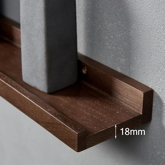 12 Inch Floating Shelves Wall Mounted, Rustic Wall Shelves for Decor and Storage, Solid Walnut Wood Shelf, Picture Ledge for Bedroom/Bathroom/Living Room/Kitchen, Walnut Color, 12*4*1.5 (1 Pack)-NeatNest