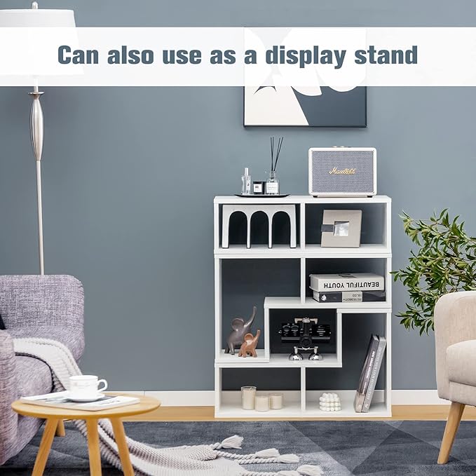 GOFLAME 3 Pieces TV Console Stand, Modern Entertainment Center for 50 55 60 65 Inch Flat Screen TV, Free Combination Bookcase for Storage & Display, Suitable for Living Room, Bedroom (White)-NeatNest