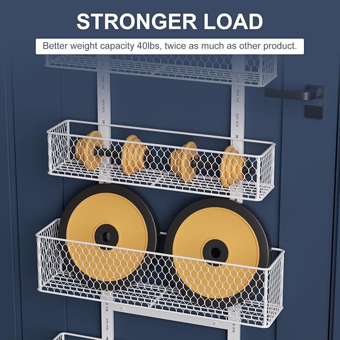 8-Tier Over The Door Pantry Organizer,Hanging Spice Rack with Adjustable Basket,Over Door Racks,Pantry Organization And Storage, Laundry Room,Bathroom,Large Capacity,D5.3xW15.7xH74.8 in