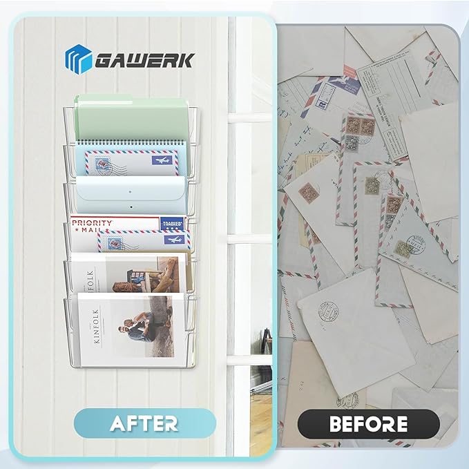 Clear Acrylic Single Pocket, Plastic Hanging Wall Mount File Holder for Office Home (Gray, pack3)-NeatNest