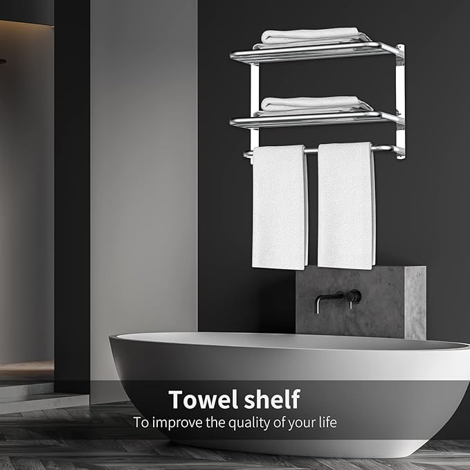 22.8Inch Towel Rack for Bathroom and Lavatory Towel Hanger with Wall Mount Towel Bars 304 Stainless Steel No Drill Tower Holder Shelf (Triple-Layered Towel Rack)