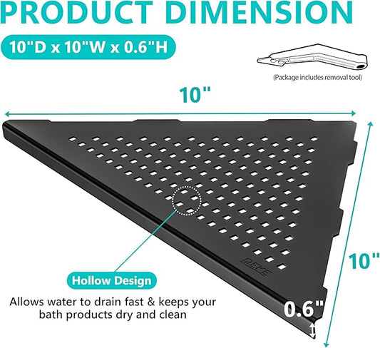 Corner Shower Shelves, 10” Recessed Tile Shower Shelf Matte Black, 304 Stainless Steel Grout in Corner Tile Bathroom Shelves, No Drilling, 2 Pack-NeatNest