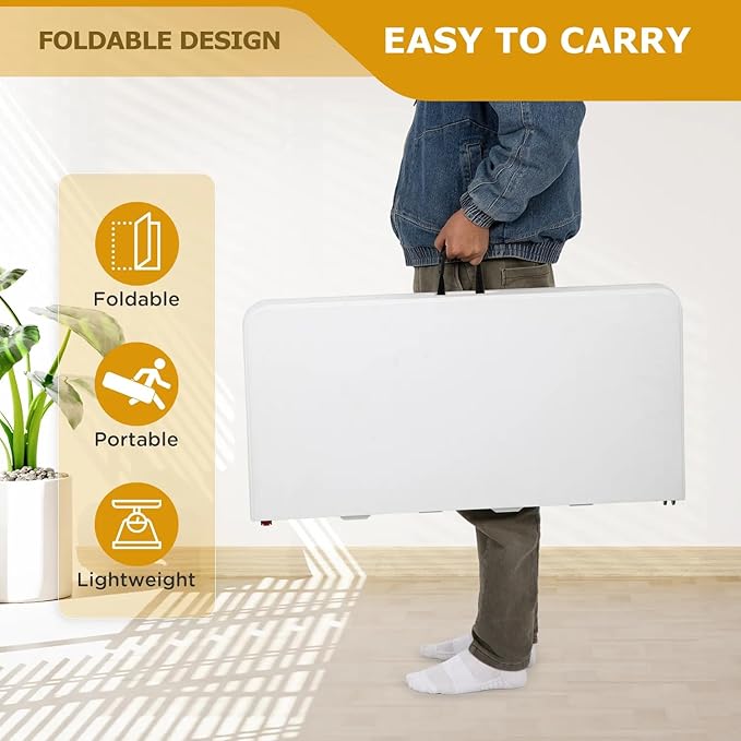 34" Square Plastic Folding Card Table, Portable Outdoor Dining Table with Collapsible Legs and Carrying Handle,Plastic Tables for Camping,Picnic, Office-NeatNest