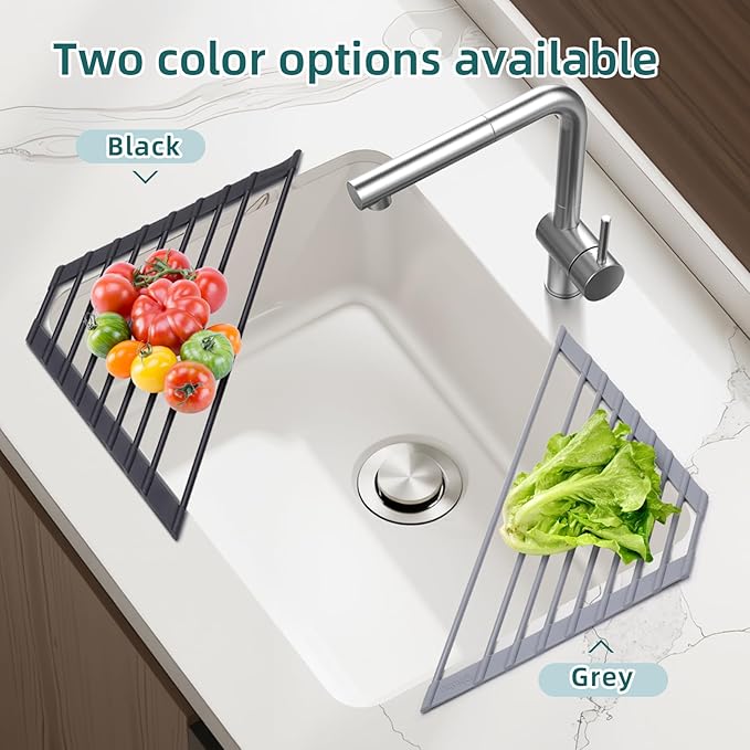 Corner Sink Caddy, Ohuhu Sponge Holder for Kitchen Sink Organizer Silicone Wrapped Steel Anti Slip Rust Triangle Over the Sink Dish Drying Rack for Sink Corner Multipurpose Drainer Trivet Space-Saving-NeatNest