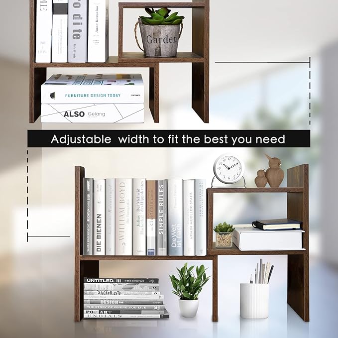 BROWN-BROWN Desktop Shelves & Office Shelves Desk Shelf Organizer Wooden Desk Shelf-NeatNest