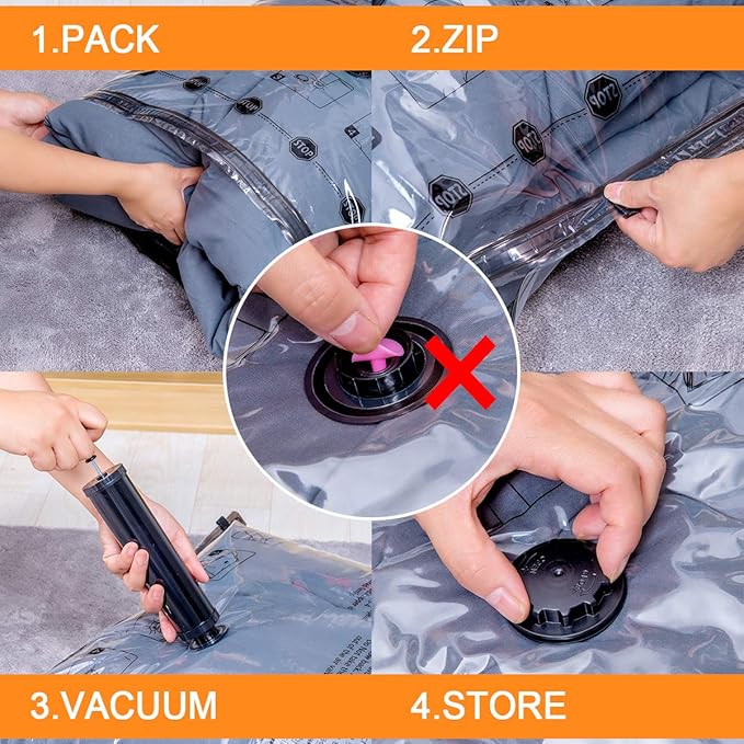 Vacuum Storage Bags (5 x Medium, 5 x Small), Space Saver Sealer Compression Bags with Travel Hand Pump for Blankets, Comforters, Pillows, Clothes Storage-NeatNest