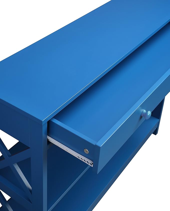 Convenience Concepts Oxford 1 Drawer Console Table with Shelves, Teal Blue-NeatNest