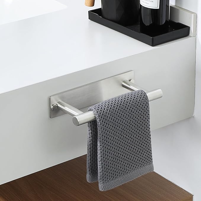 Alise Bath Towel Bars, 8 Inch Towel Hanger Towel Racks for Bathroom, SUS304 Stainless Steel Hand Towel Holder, Wall Mount with Self-Adhesive or Drilling, Nickel