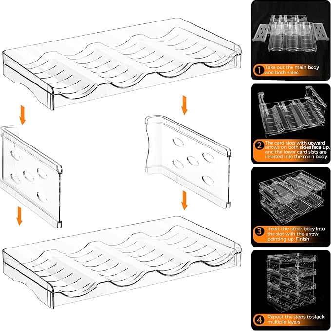 BoxedHome Plastic Water Bottle Organizer and Wine Rack Storage Holder for Inside Cabinet, Kitchen Countertop, Table Top, Pantry, Bars, Cabinets, Fridge - Clear (2 Tier 8 Containers)-NeatNest