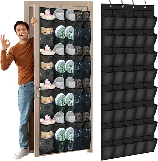 Windyun 40 over the Door Shoe Organizer Large Mesh Pocket Hanging Shoe Rack for Closet Black Nonslip Behind Door Storage Holder Back to School Organizer for Dorm Room College Classroom Storage-NeatNest