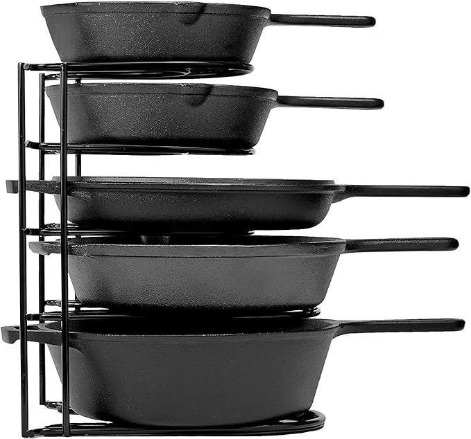Cuisinel Heavy Duty Pots and Pans Organizer Rack - 12.2"-Inch Tall - 5 Tier Rack - Holds 50 LB - Cast Iron Skillets, Griddles, Shallow Cookware - Space Saving Kitchen Storage - No Assembly Required-NeatNest