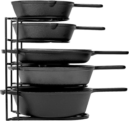 Cuisinel Heavy Duty Pots and Pans Organizer Rack - 12.2"-Inch Tall - 5 Tier Rack - Holds 50 LB - Cast Iron Skillets, Griddles, Shallow Cookware - Space Saving Kitchen Storage - No Assembly Required-NeatNest