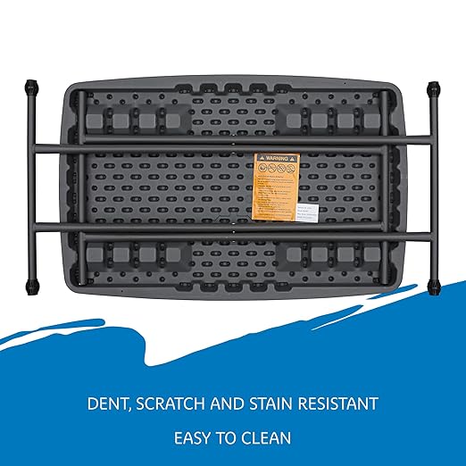 Iceberg Small Camping Personal Folding Table, Heavy Duty Utility Table, Adjustable Height, Charcoal, 19.5” L x 30” W x 28" H-NeatNest