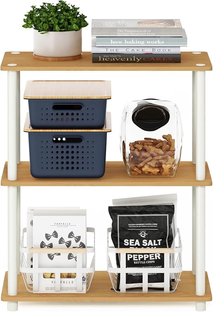 Furinno Turn-N-Tube Display Rack, 3-Tier Single, Beech-NeatNest