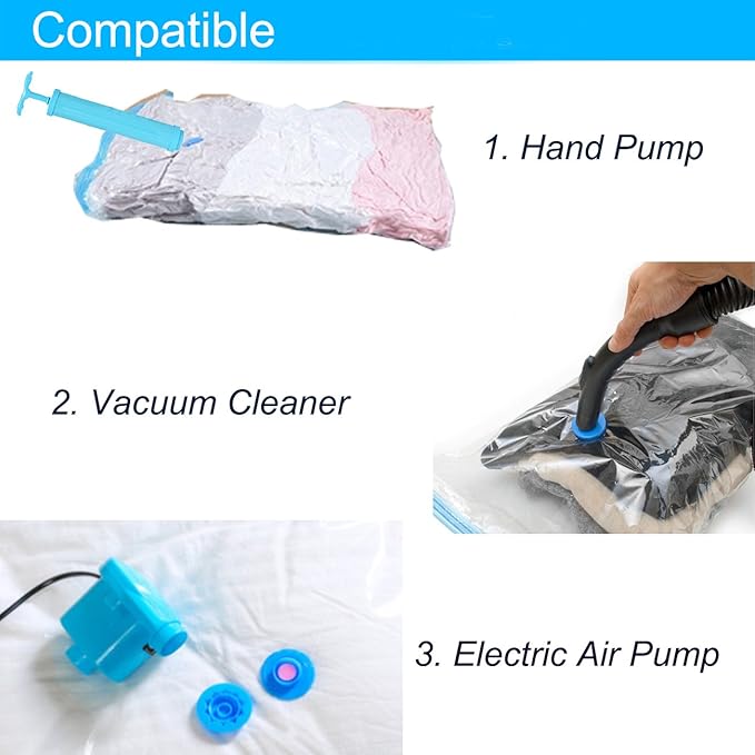 Vacuum Storage Bags Space Saving Bags for Comforters Clothes Pillow Bedding Blanket Storage, Double Zip Lock Seal & Leak Valve, Free Travel Hand Pump Included (6 Pack Medium - 28 * 20 inches)-NeatNest