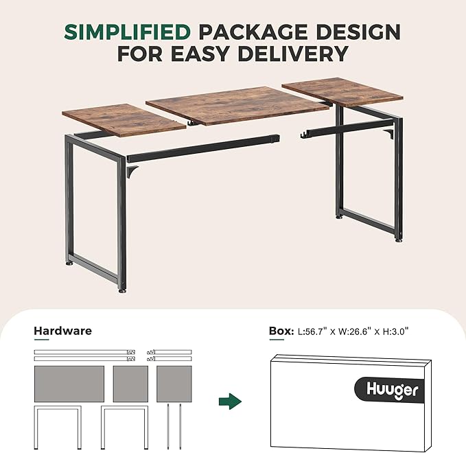 Huuger Computer Desk, 80 Inch Office Desk, Gaming Desk with Storage, Writing Desk Work Desk for Home Office, Study, Long Simple Desk, Large Legroom, Metal Frame, Rustic Brown-NeatNest