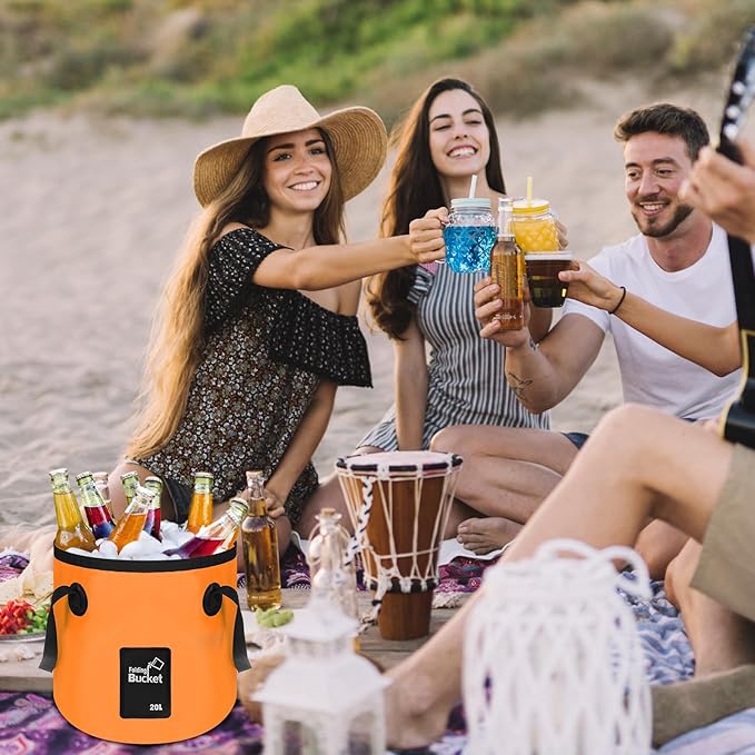 4 Pcs 20L Collapsible Bucket with Handle 5 Gallon Portable Collapsible Folding Bucket Foldable Water Container for Camping Hiking Fishing Car Washing