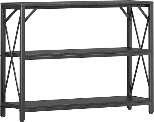 Homeiju Entry Table 40" Width, 3-Tier Entryway Table with Storage, Industrial Sofa Table with Open Shelves, Foyer Tables for Entryway, Hallway, Kitchen, Living Room and Bedroom, Black-NeatNest