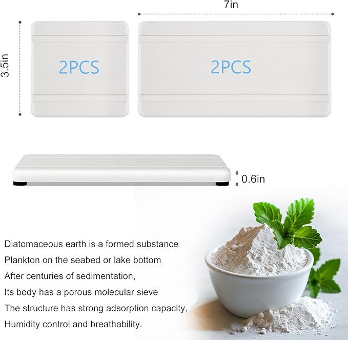 4PCS Stone Drying Trays for Bathroom Sink, Water Absorbing Stone Tray, Water Absorbent Diatomaceous Earth Tray and Coaster, Diatomite Soap Dish, Drying Stones Soap Trays for Kitchen Counter-NeatNest