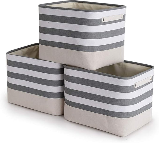TheWarmHome Extra Large Cube Storage Bins Baskets for Organizing, Sturdy Fabric Storage Basket Cube W/Handles, Decorative Foldable Storage Baskets for Shelves Closet Nursery Toy (3 Pack 16×12×12inch)-NeatNest