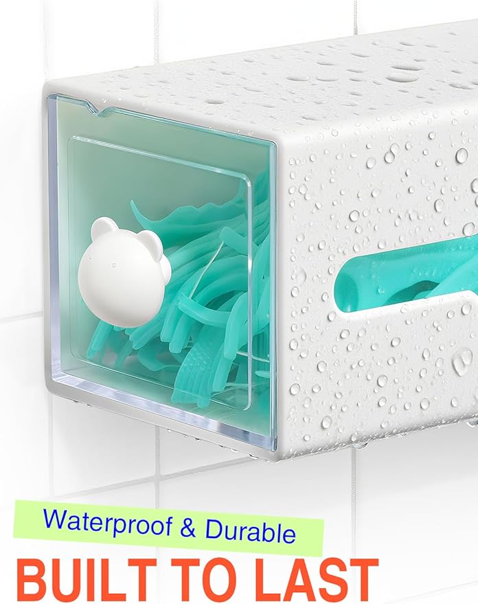 Qtip Holder for Bathroom Wall Organizer – Bathroom Decor, Dorm Room Essential, Small Q-tip Dispenser for Cotton Swabs, Balls, Pads, Floss Picks – Office Storage, Vanity Makeup Organizer (4 Pack)