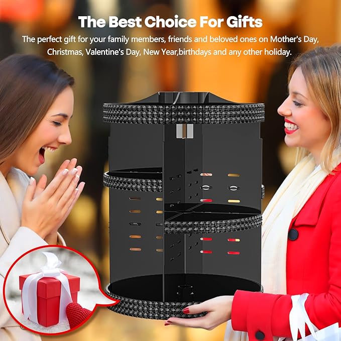 360 Degree Rotating Makeup Organizer for Vanity, Extra Large Capacity Beauty Organizer, Adjustable DIY 7 Layers Perfume Organizer, Skincare Organizers Fits AII Cosmetics and Accessories(Black)-NeatNest