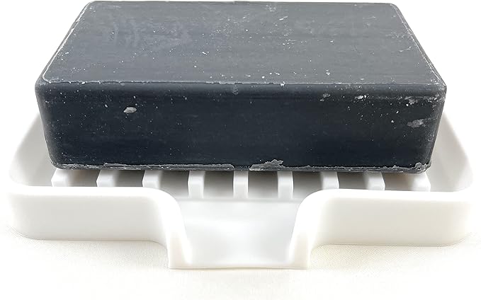 Happitasa Silicone Soap Dish Tray and Sponge Holder with Drain Chute, Pack of 2 | Bathroom and Kitchen Sink Organizer Caddy (White, 5.2"x4", 7.2 Ounces)-NeatNest