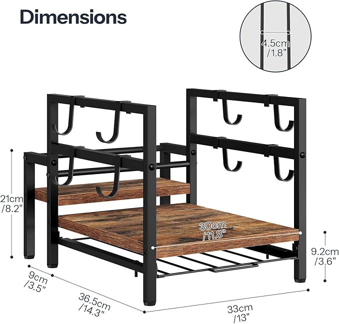 HOOBRO K Cup Holder, Coffee Pod Organizer for Counter, 35 Capacity Pods Storage Organizer Cups with Mug Rack, Coffee Maker Stand, Coffee Station for Syrup, Rustic Brown and Black BF01CR01-NeatNest
