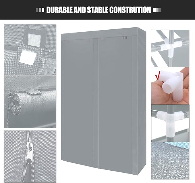ERONE Shoe Rack Storage Organize, 28 Pairs Portable Double Row with Nonwoven Fabric Cover Shoe Shelf Cabinet for Closet-NeatNest