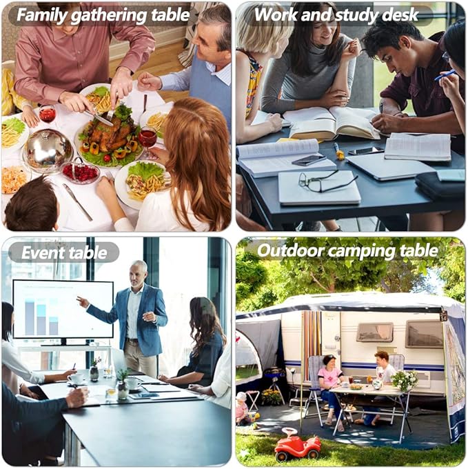 6FT Picnic Table Folding Table Camping Table Plastic Table Fold Up Table Lock for Party Event,White-NeatNest