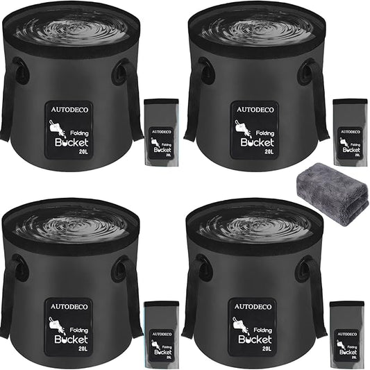AUTODECO Collapsible Bucket 5 Gallon Container Folding Water Bucket Portable Wash Basin