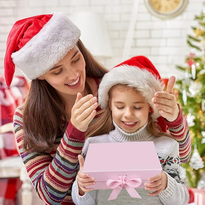 10.5"X7.5"X3.1" Pink Magnetic Gift Box with Lid and Ribbon for Presents-NeatNest