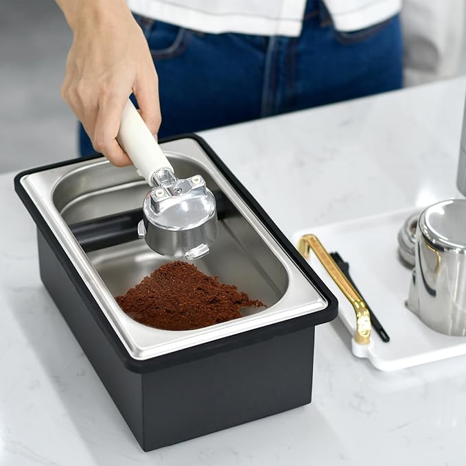 Espresso Knock Box, Stainless Steel Coffee Knock Box Large Capacity Coffee Pucks Container Espresso Machine Tool for Coffee Ground-NeatNest
