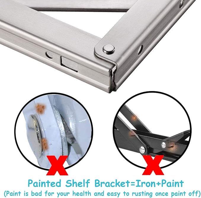 8" Folding Shelf Brackets Max. Load 220 lb, Heavy Duty DIY Wall Mounted Shelf Bracket Space Saving for Table Work Bench, Pack of 2